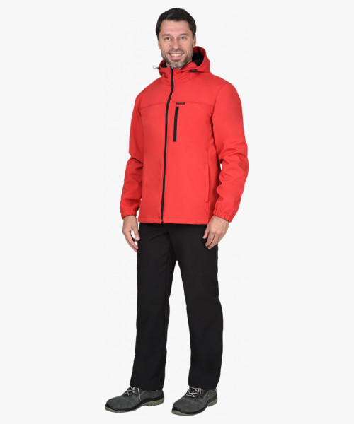 Куртка СИРИУС-АЗОВ с капюшоном красная софтшелл пл 350 г/кв.м