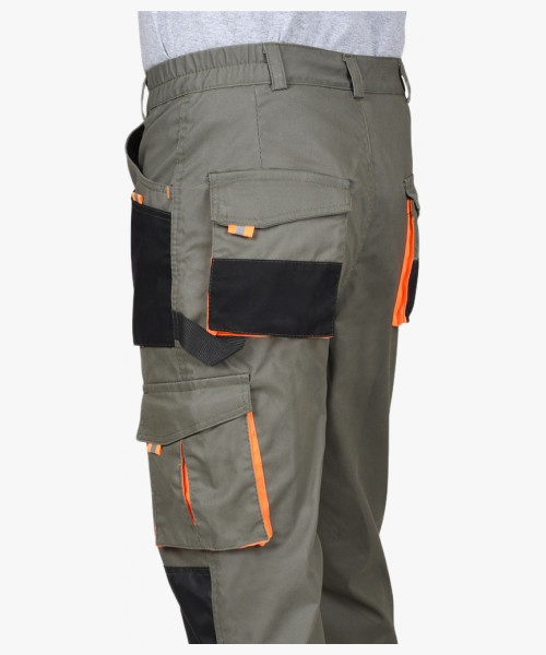 Костюм СИРИУС-МАНХЕТТЕН куртка. брюки оливковый с оранжевым и чер. тк. мех. стрейч пл 260 г/кв.м