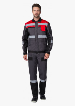 Костюм Виват-1 Премиум (тк.Смесовая,240) брюки, серый/черный/красный