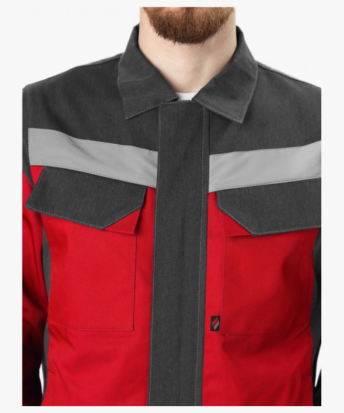 Костюм Вираж-1 IMP (тк.Смесовая,260) брюки, т.серый/красный