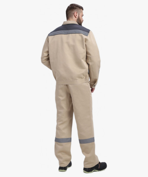 Костюм Лигор-1 СОП (тк.Смесовая,210) брюки, бежевый/т.серый