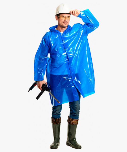 Плащ-дождевик СИРИУС-ПРОФИ на липучке ПВД 45 мкр. пропаянные швы, синий