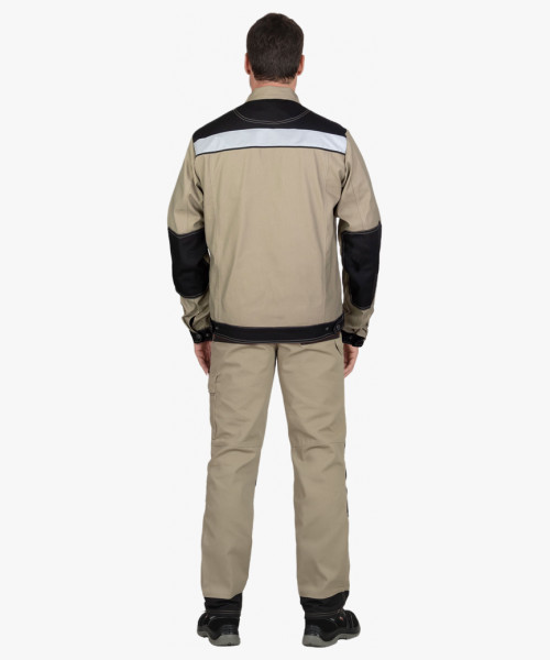 Куртка мужская летняя СИРИУС-ВЕСТ-ВОРК короткая, бежевая с черным и СОП