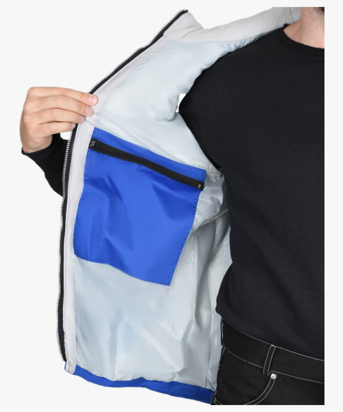 Жилет СИРИУС-УРБАН утеплённый с капюшоном васильковый с жемчужным