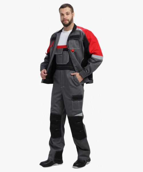 Костюм Вектрон-2 (тк.Смесовая МВО,240) п/к, серый/черный/красный