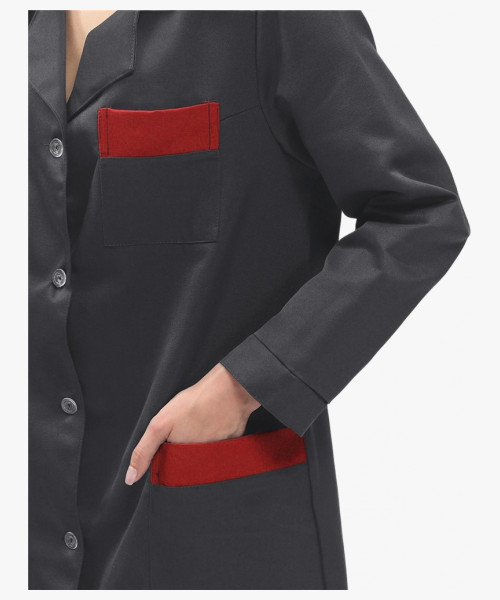 Халат женский (тк.Смесовая,210), т.серый/красный