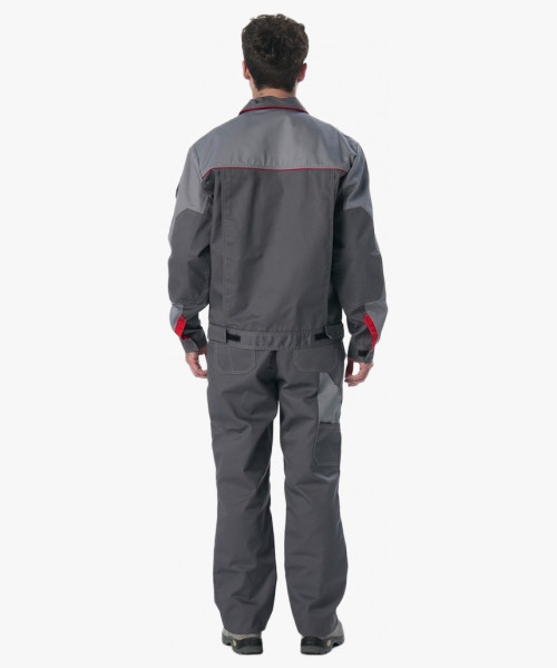 Костюм Драга-2 (тк.Смесовая МВО,240) п/к, т.серый/св.серый/красный