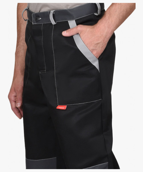 Костюм СИРИУС-АСПЕКТ куртка длин., брюки, черный с темно-серым и светло-серой отделкой