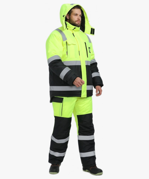 Костюм зимний сигнальный ProfLineSpecialist (тк.Оксфорд PU) брюки, желтый/черный