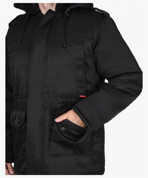 Куртка СИРИУС-БЕЗОПАСНОСТЬ зимняя удлиненная, черная