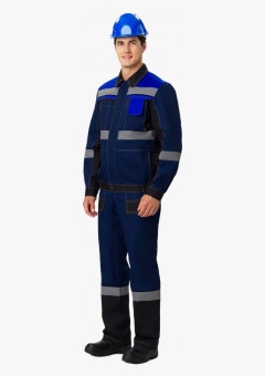 Костюм Виват-2 Премиум (тк.Смесовая,240) п/к, т.синий/черный/васильковый