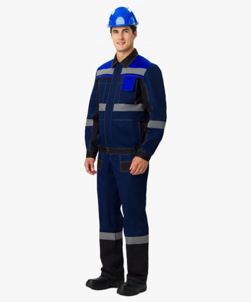 Костюм Виват-2 Премиум (тк.Смесовая,240) п/к, т.синий/черный/васильковый