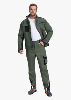 Костюм мужской летний ProfLineLeader-1 (тк.Хлопок/Спандекс,260) брюки, хаки/черный