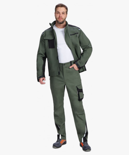 Костюм мужской летний ProfLineLeader-1 (тк.Хлопок/Спандекс,260) брюки, хаки/черный