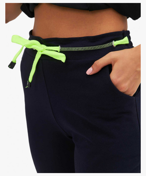 Костюм трикотажный Т-305 женский, блуза, брюки, тёмно-синий