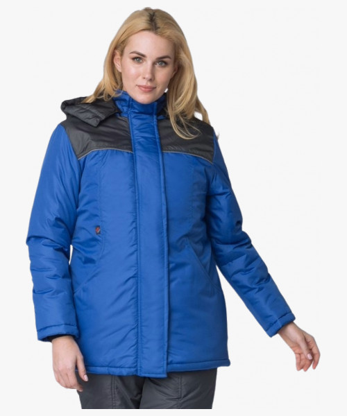 Куртка зимняя женская Сакрин (Дюспо), васильковый/темно-серый