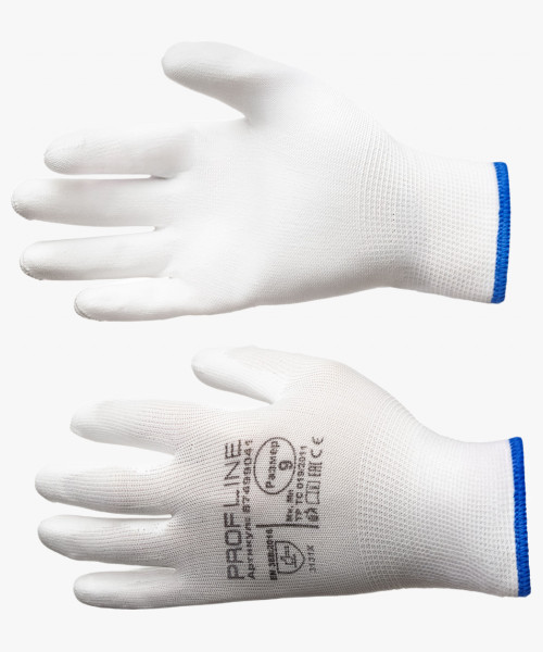 Перчатки ProfLineSpecialist нейлоновые с ПУ-покрытием, белый