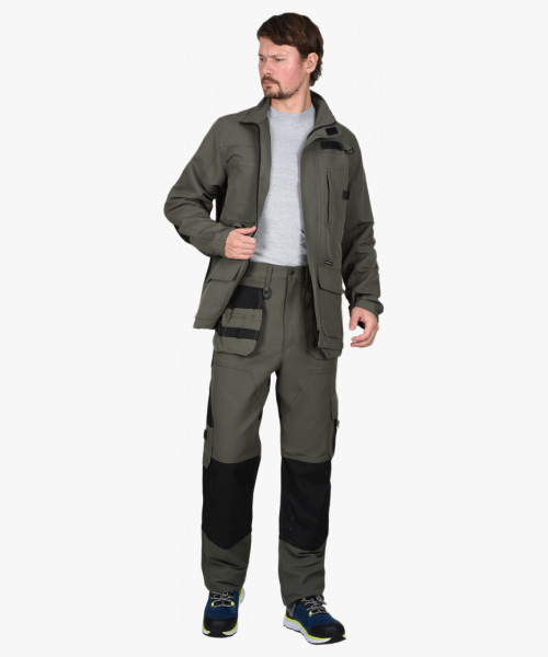 Костюм СИРИУС-ТРИТОН куртка, брюки хаки с черным тк.Кошачий глаз