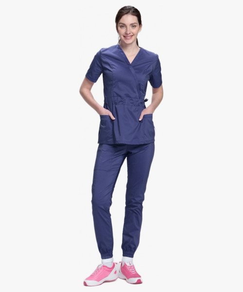Костюм женский хирургический Модерн-004 (тк.Стрейч,120) MedLine, т.синий