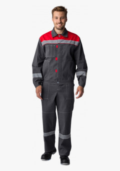 Костюм Липецк СОП (тк.Смесовая,260) п/к, т.серый-меланж/красный