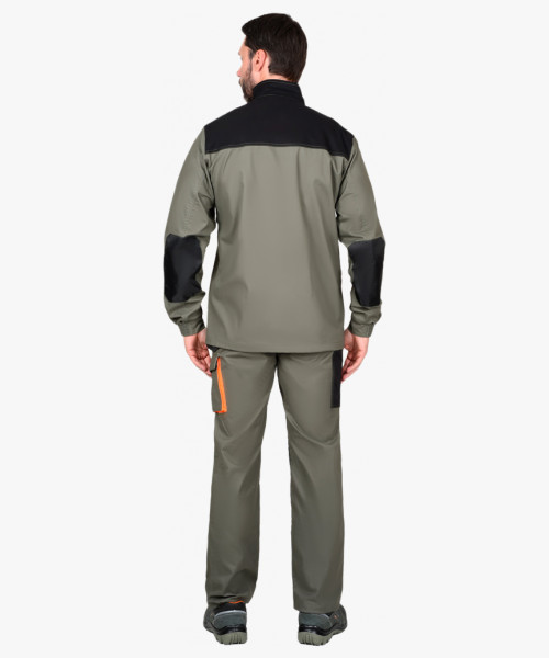 Костюм СИРИУС-МАНХЕТТЕН куртка дл., п/к олив. с оранж. и чер. тк. мех. стрейч 260 г/кв.м