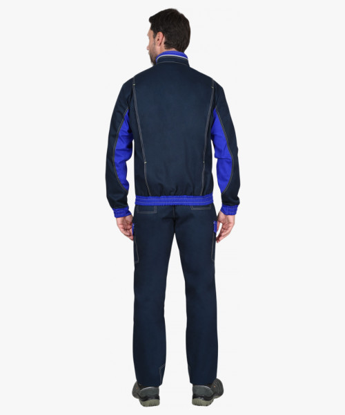 Костюм СИРИУС-КАРАТ-РОСС куртка, полукомбинезон темно-синий с васильковым, 80% х/б, пл. 260 г/кв.м