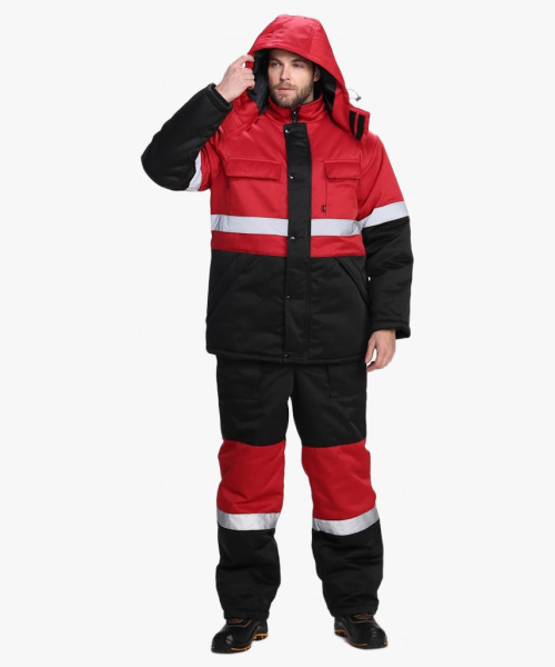 Костюм зимний Нордхард-2 СОП (тк.Смесовая,250) п/к, черный/красный
