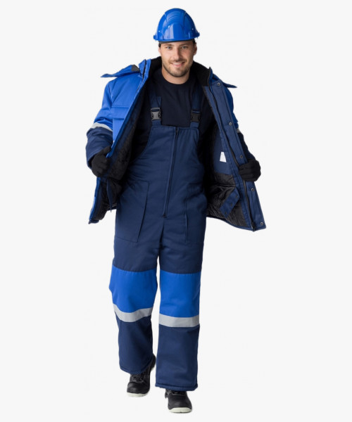 Костюм зимний Профи-Норд (Смесовая, 250) п/к, темно-синий/васильковый