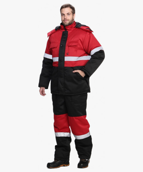 Костюм зимний Нордхард-2 СОП (тк.Смесовая,250) п/к, черный/красный