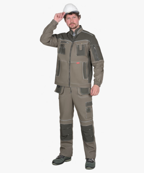 Костюм СИРИУС-ТОКИО куртка, полукомбинезон т. песочный с хаки 100% х/б пл. 265 г/кв.м