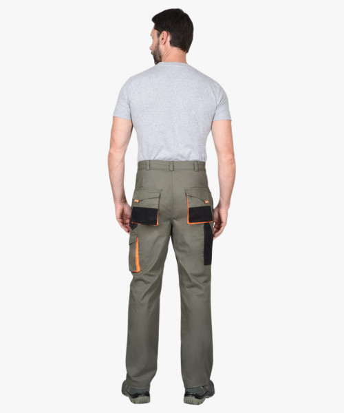 Костюм СИРИУС-МАНХЕТТЕН куртка. брюки оливковый с оранжевым и чер. тк. мех. стрейч пл 260 г/кв.м