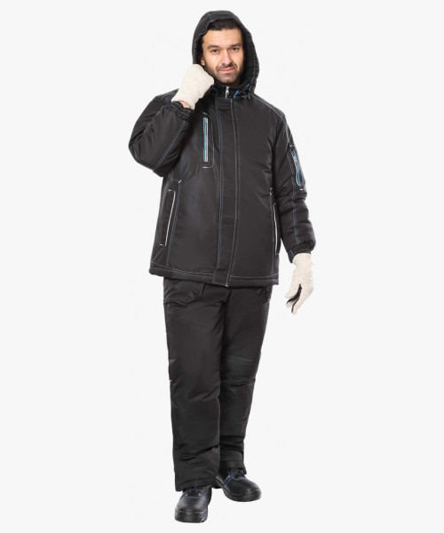 Куртка СИРИУС-АЛЕКС черная с голубой отделкой