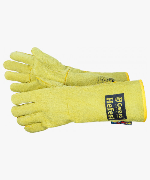 Hefest Краги из спилка желтого цвета, усиленные, 40 см