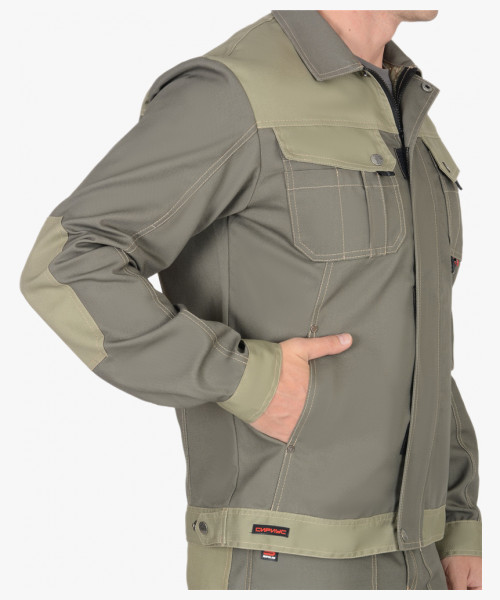 Куртка СИРИУС-ВЕСТ-ВОРК  т.оливковый со св.оливковым пл. 275 г/кв.м