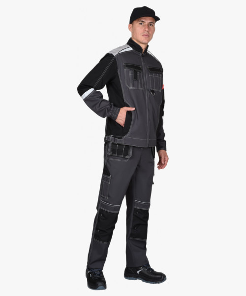 Костюм СИРИУС-МЕГА-ПРЕСТИЖ-Л куртка, п/к, темно-серый с черным