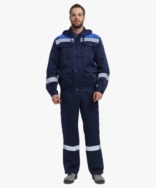 Костюм Нейч-2 СОП с капюшоном (тк.Смесовая,210) п/к, т.синий/васильковый