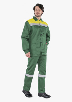 Костюм Стандарт СОП усиленный (тк.Смесовая,210) брюки, зеленый/желтый