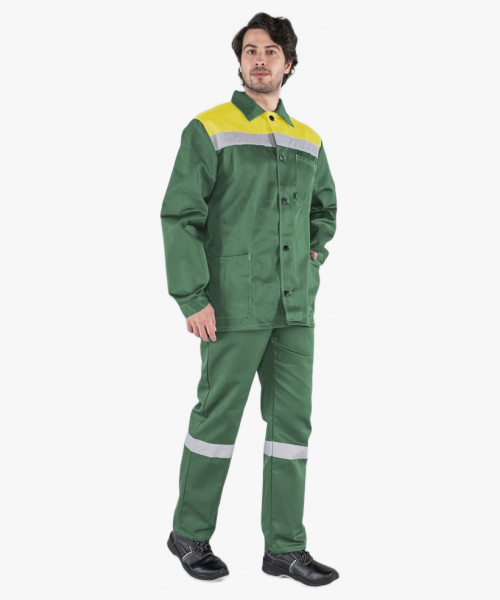 Костюм Стандарт СОП усиленный (тк.Смесовая,210) брюки, зеленый/желтый