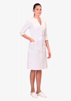 Халат СИРИУС-СТЕЛЛА женский белый с трикотажной вставкой