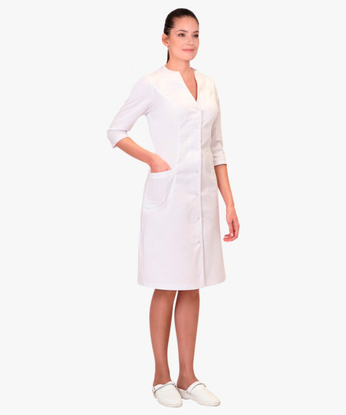 Халат СИРИУС-СТЕЛЛА женский белый с трикотажной вставкой