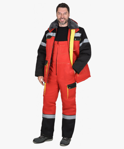 Костюм мужской зимний СИРИУС-ТИТАН куртка дл., полукомбинезон, красный