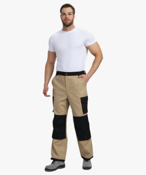 Брюки Милан CH (тк.Смесовая,260), бежевый/черный