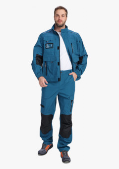 Костюм мужской летний ProfLineSpecialist-1 (тк.РипСтоп,240) брюки, циан/черный