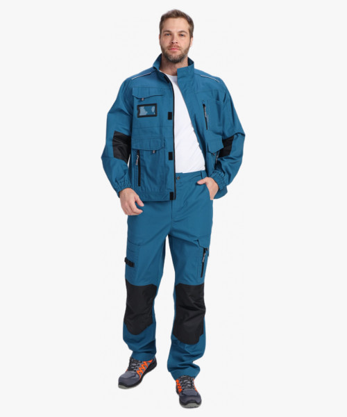 Костюм мужской летний ProfLineSpecialist-1 (тк.РипСтоп,240) брюки, циан/черный