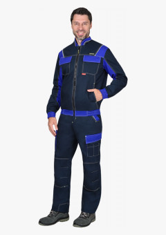 Куртка СИРИУС-КАРАТ-РОСС темно-синяя с васильковым, 80% х/б, пл. 260 г/кв.м