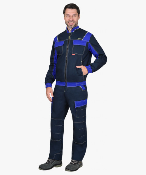 Куртка СИРИУС-КАРАТ-РОСС темно-синяя с васильковым, 80% х/б, пл. 260 г/кв.м