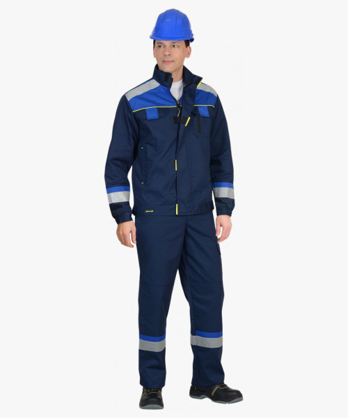 Костюм СИРИУС-БОСТОН куртка, брюки, темно-синий с васильковой и чер. отд.