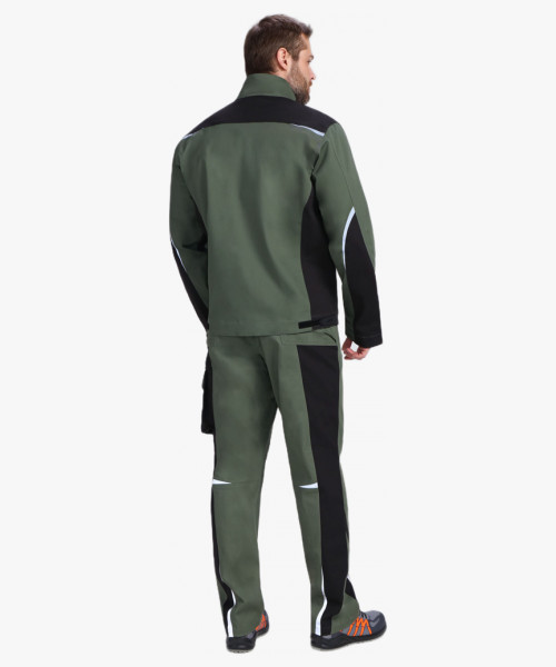 Костюм мужской летний ProfLineLeader-2 (тк.Хлопок/Спандекс,260) полукомбинезон, хаки/черный