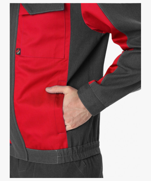 Костюм Вираж-1 IMP (тк.Смесовая,260) брюки, т.серый/красный