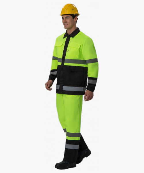 Костюм для дорожника (тк.Смесовая,210) п/к, лимонный/черный